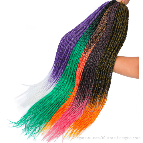 Stocks 24 inch Ombre Senegalese Twist Hair Crochet braids 30 Roots/pack Synthetic Braiding Hair for Women